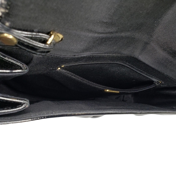 Ande | Vintage Black Patent Leather Glam Chic Evening Crossbody Bag Women's - Picture 9 of 16